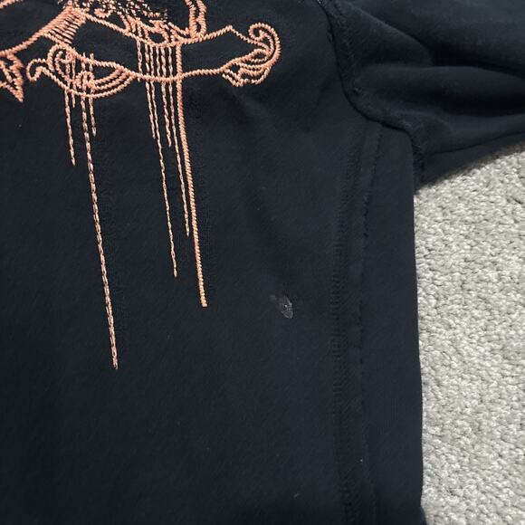 JWLA Johnny Was Black Chain Stitch AMOUR Lion Y2K Zip Sweatshirt Size Small - Picture 8 of 12